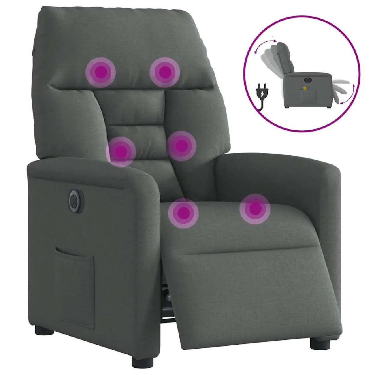 vidaXL Fauteuil inclinable électrique Gris foncé