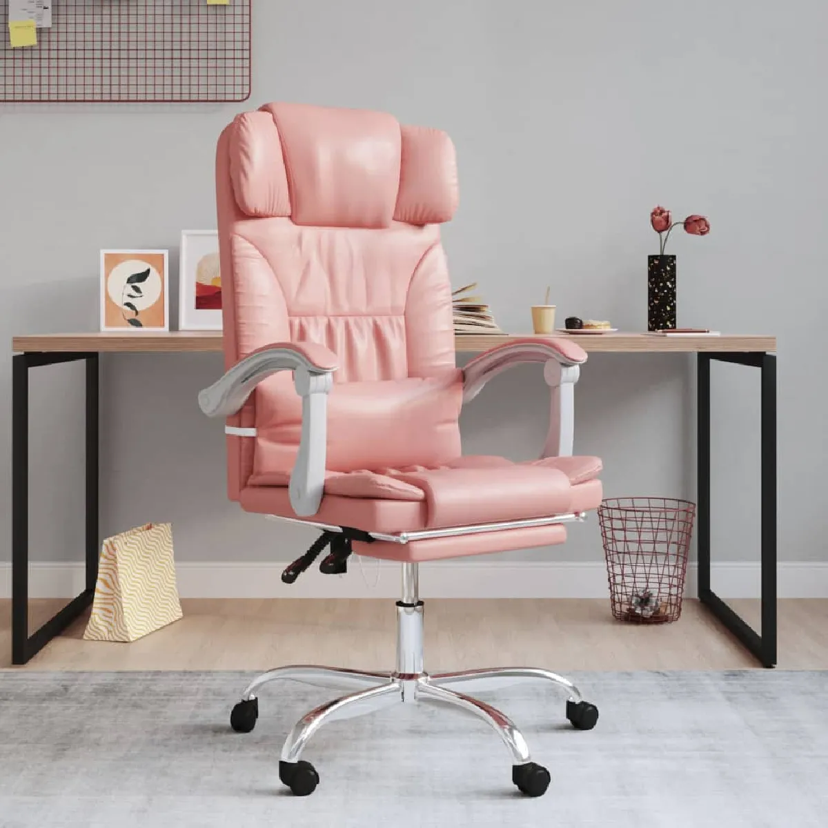 Vidaxl Rose Fauteuil Inclinable De Bureau