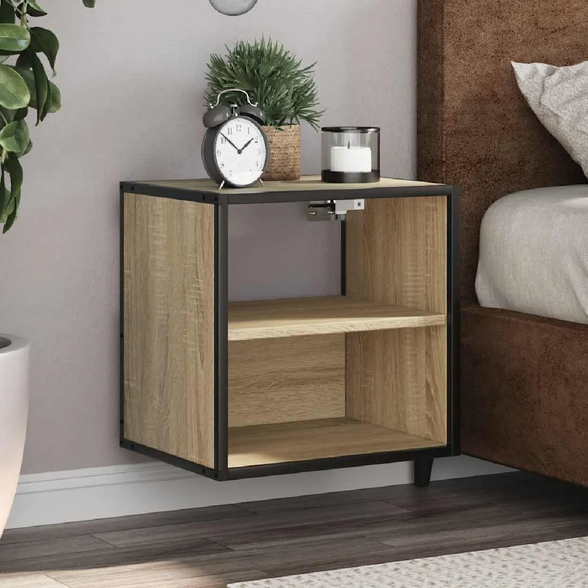 vidaXL Tables de chevet murales 2 pcs Chêne sonoma