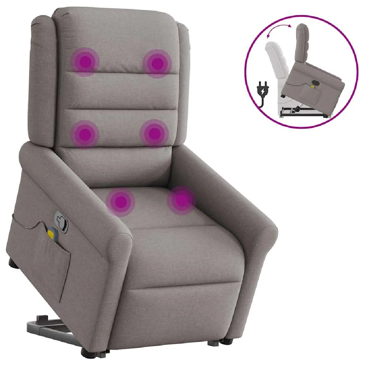 vidaXL Fauteuil Inclinable de Massage Tissu - vue 2
