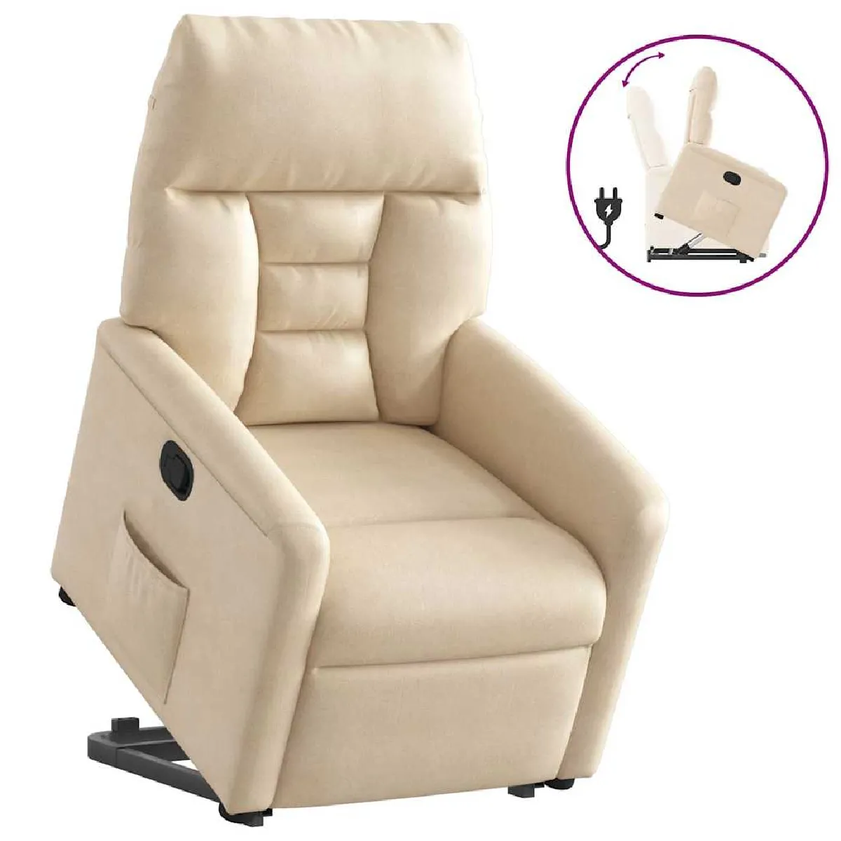 VIDAXL Fauteuil inclinable - Crème tissu microfibre
