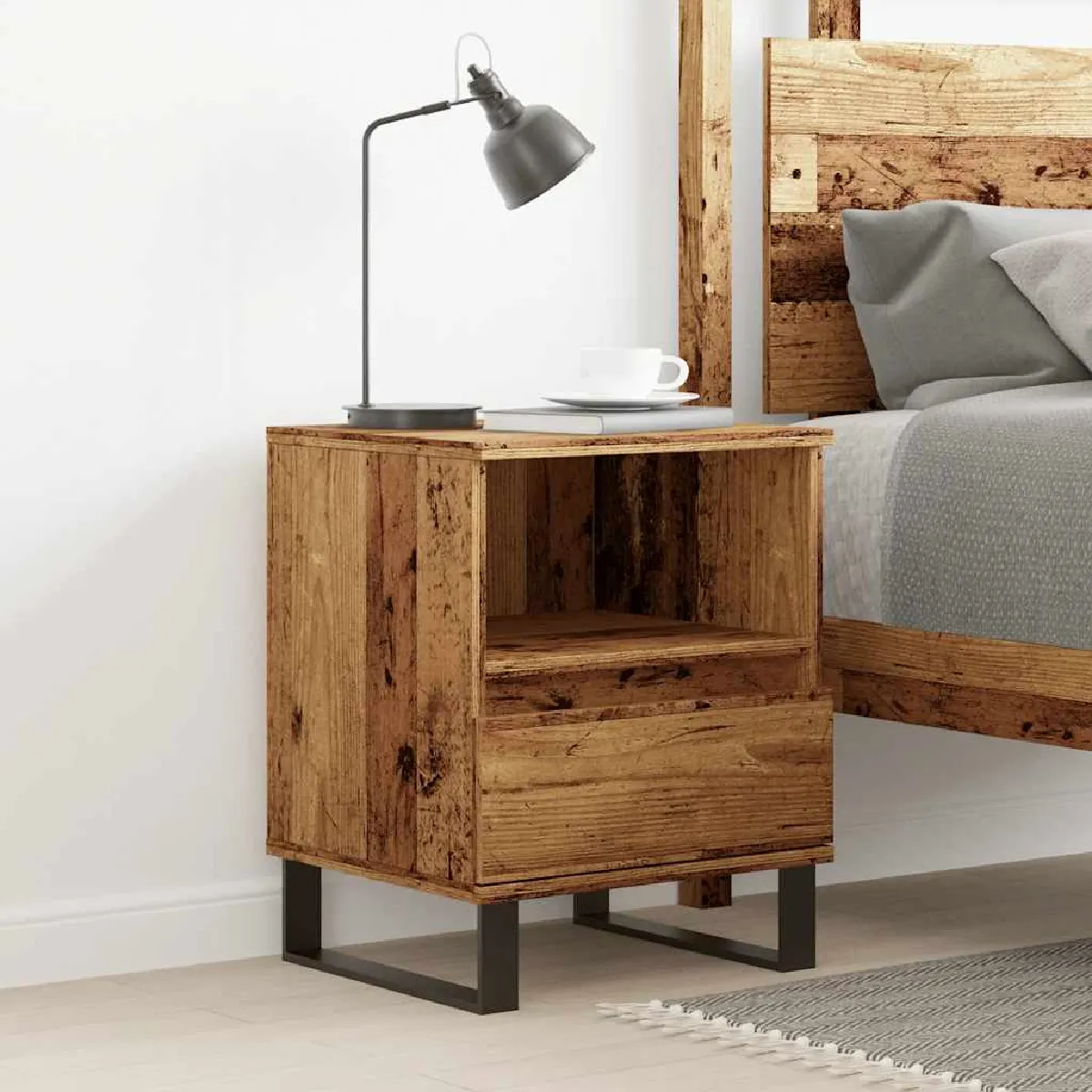vidaXL Table de chevet Vieux bois - vue 10