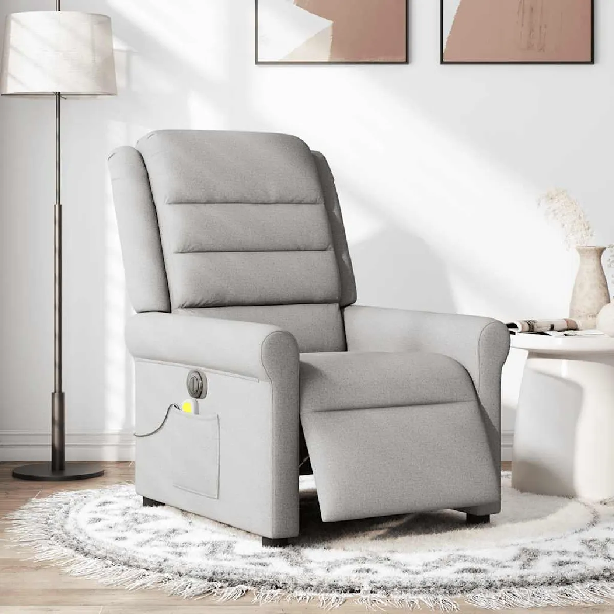 Non Communiqué Gris Vidaxl Massagestoel Elektrisch Verstelbaar Stof Wolk Grijs3303313 - Image 3