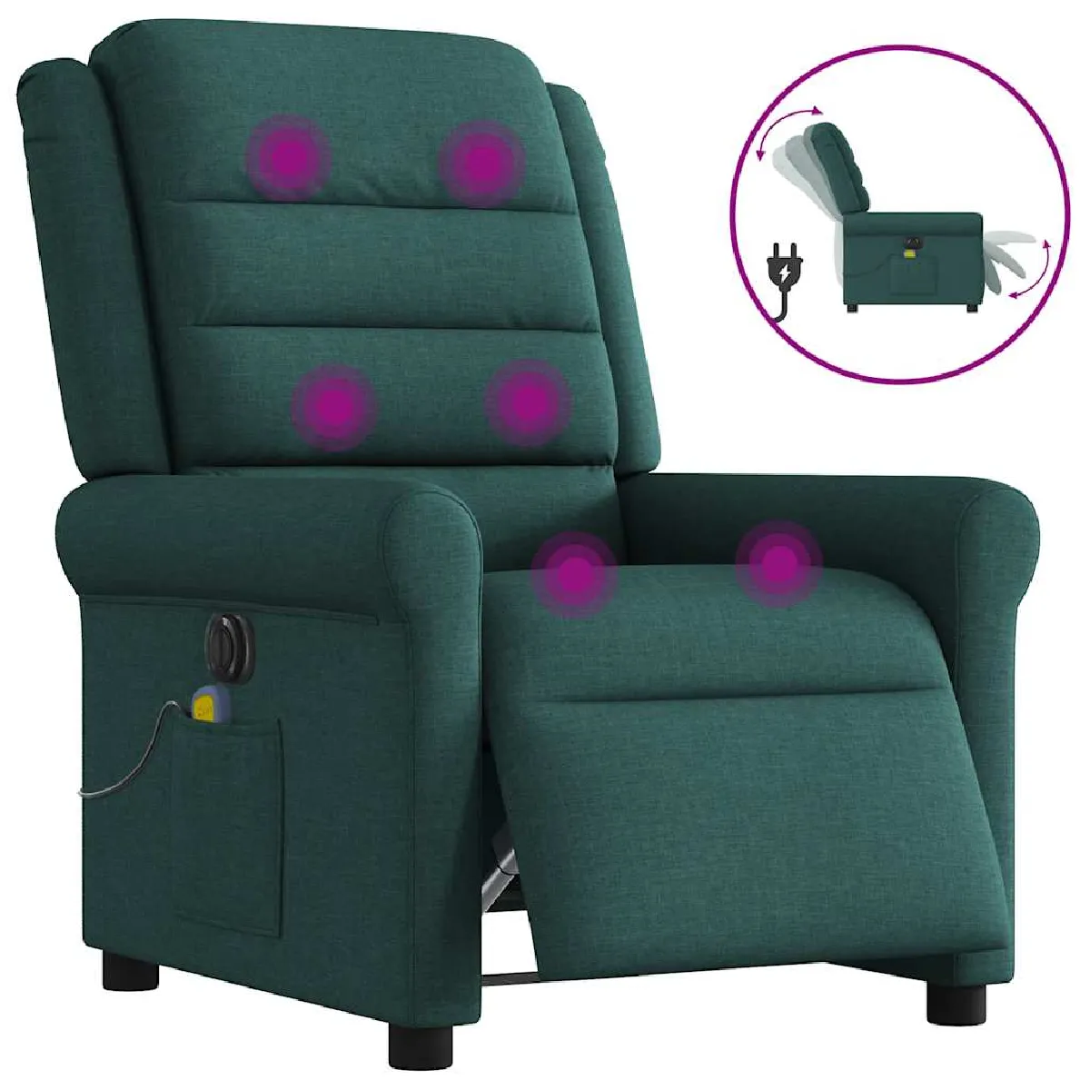 VIDAXL Fauteuil de massage électrique - Vert foncé
