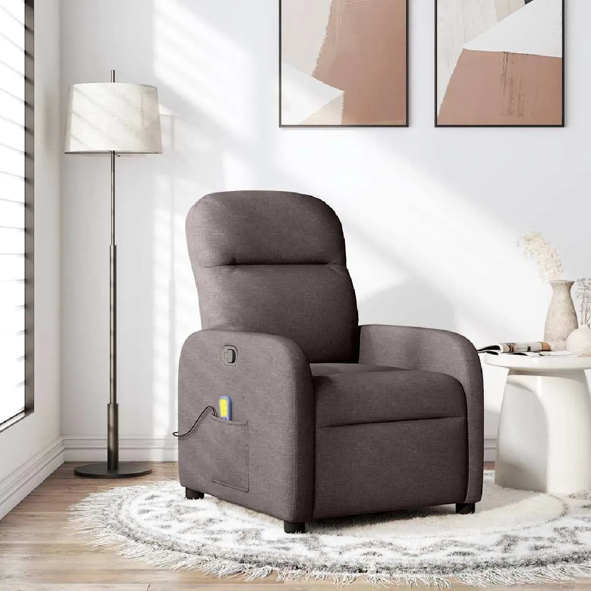 Non Communiqué Marron Vidaxl Fauteuil De Massage, Relaxation Tissu Foncé - Image 2