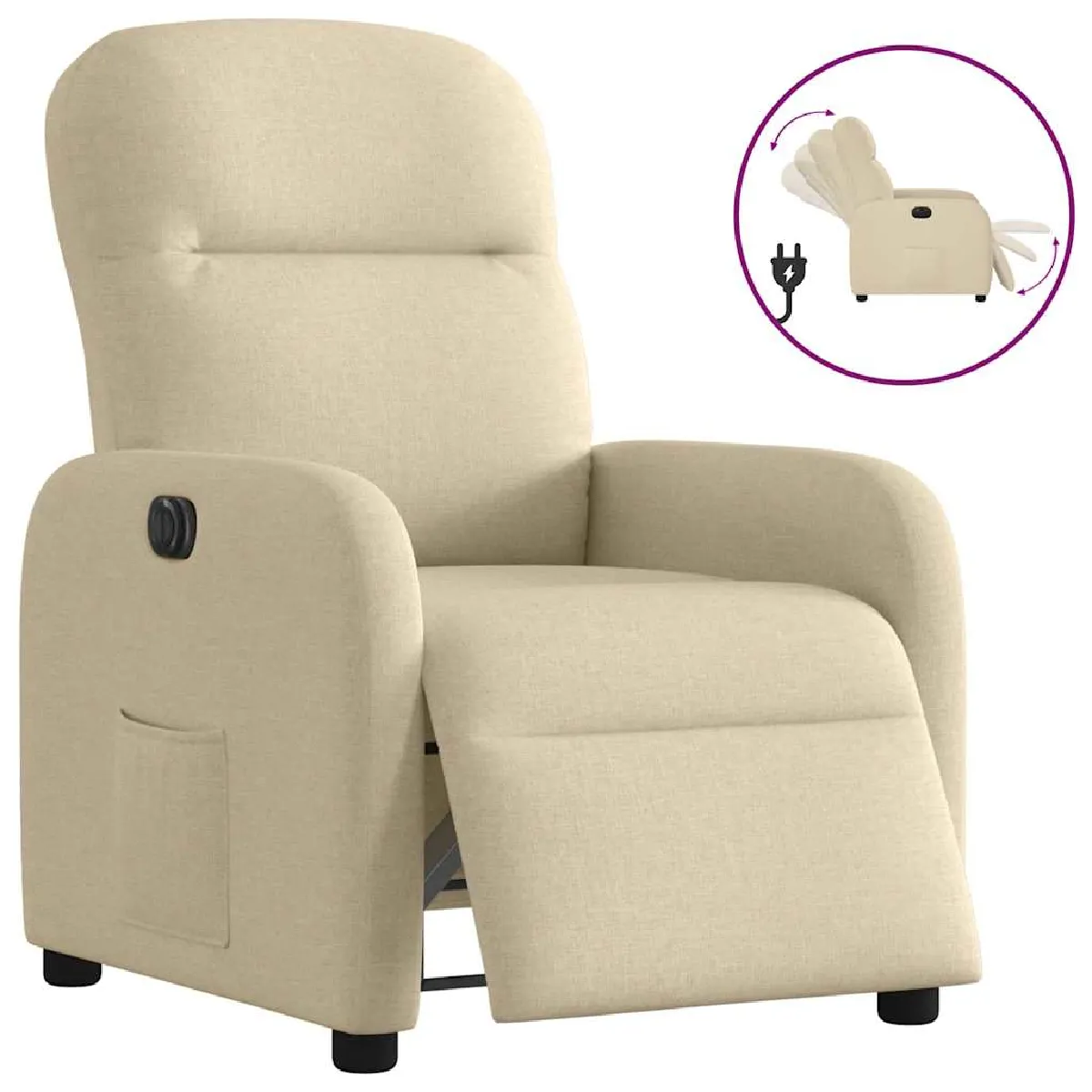 vidaXL Fauteuil inclinable électrique Crème Tissu - vue 4
