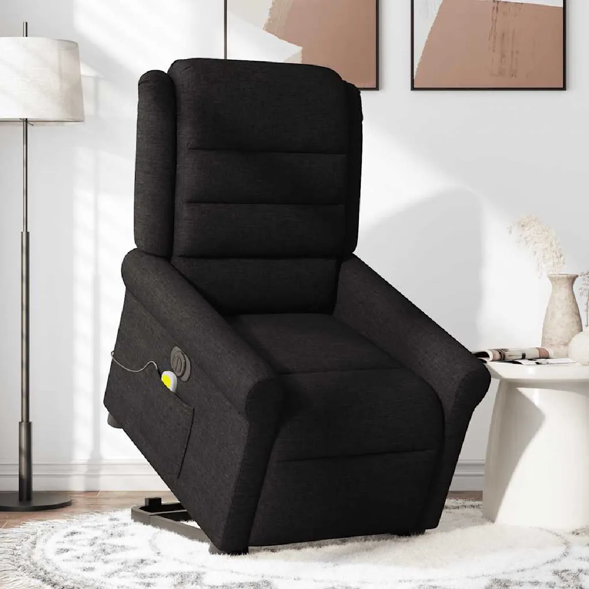 Non Communiqué Noir Vidaxl Fauteuil De Relaxation, Massage, Inclinable Électrique Réglable Tissu - Image 3