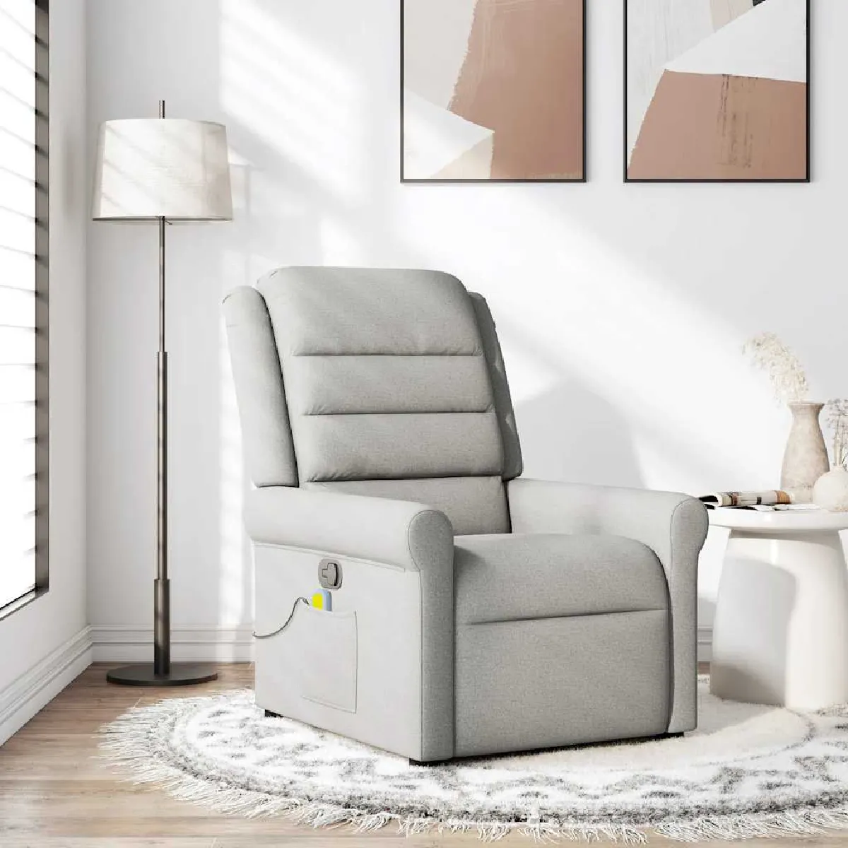 Vidaxl Gris Fauteuil De Massage Inclinable - Nuage Tissu
