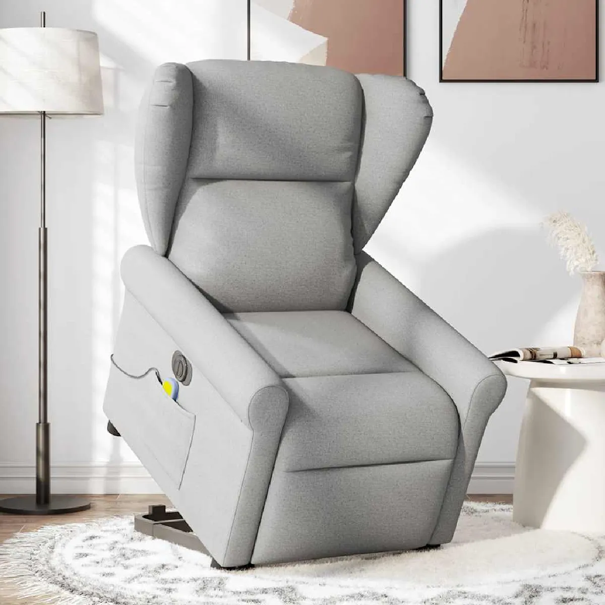 Vidaxl Gris Fauteuil De Relaxation, Massage, Inclinable Électrique Réglable Tissu Wolk - Image 3