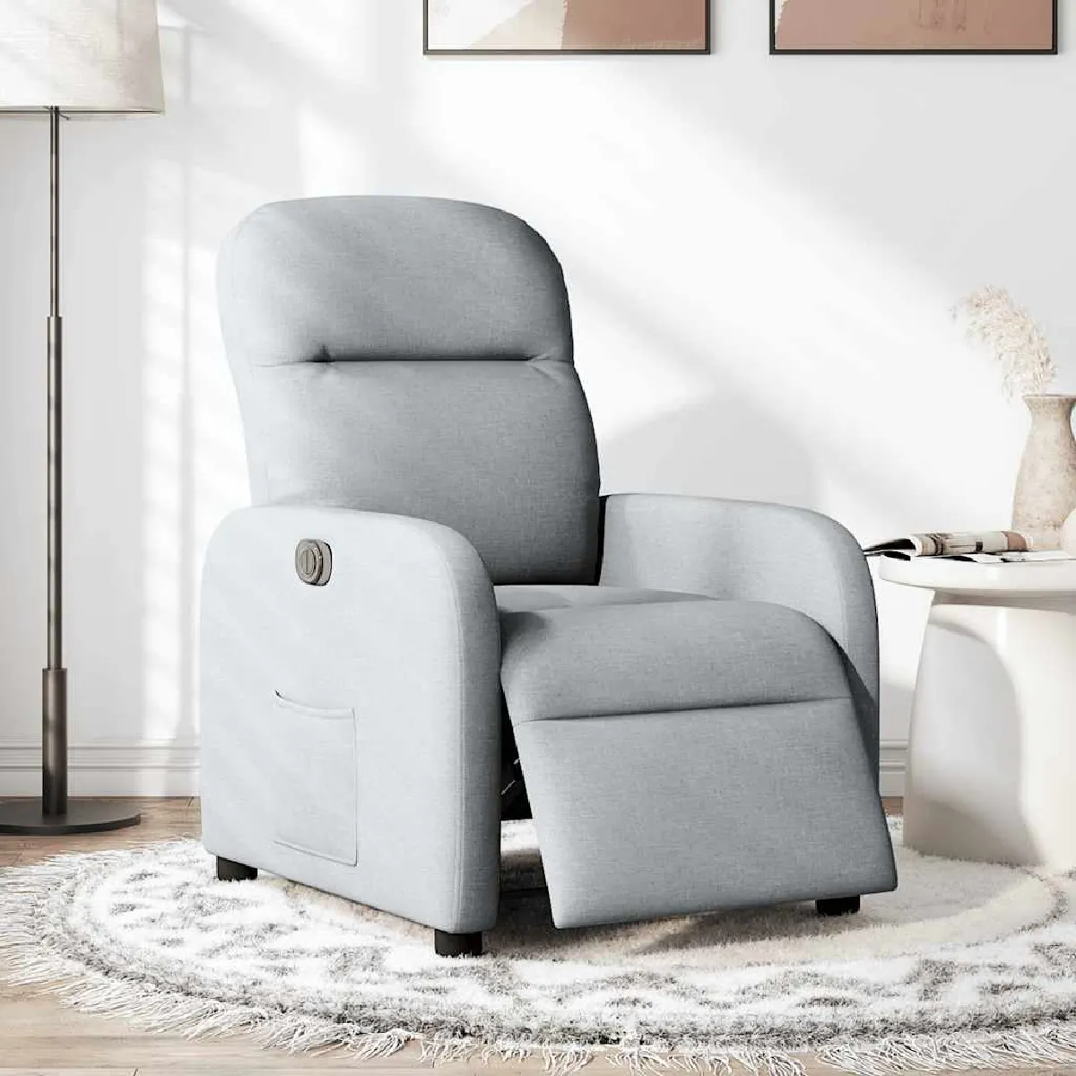 Non Communiqué Gris Vidaxl Fauteuil Électrique Réglable Tissu Clair - Image 3