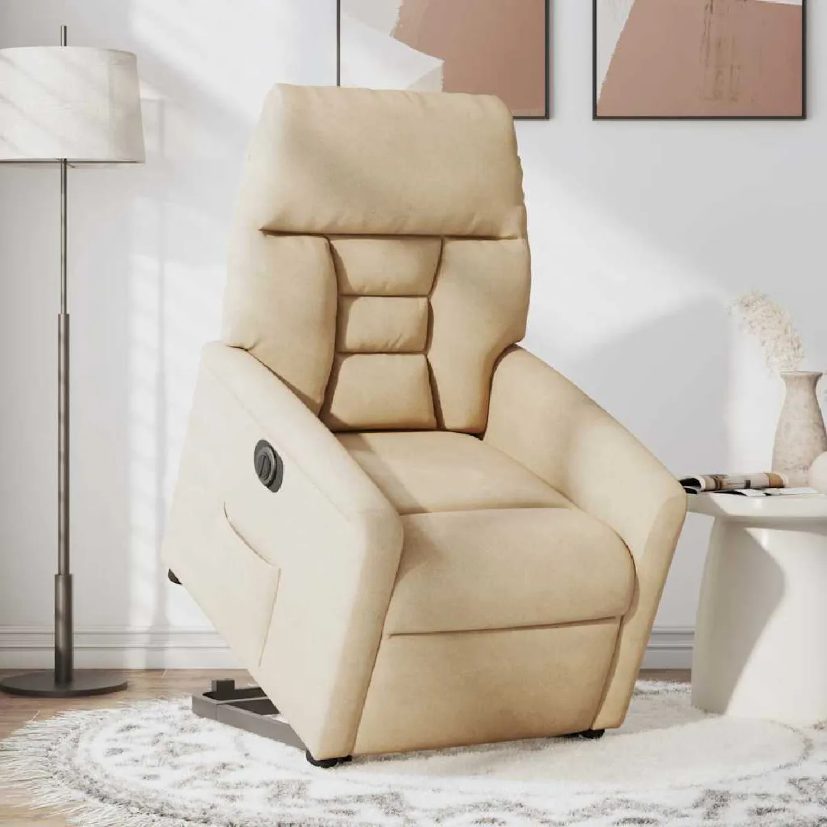 Non Communiqué Crème Fauteuil Inclinable Électrique Tissu Microfibre - Image 2