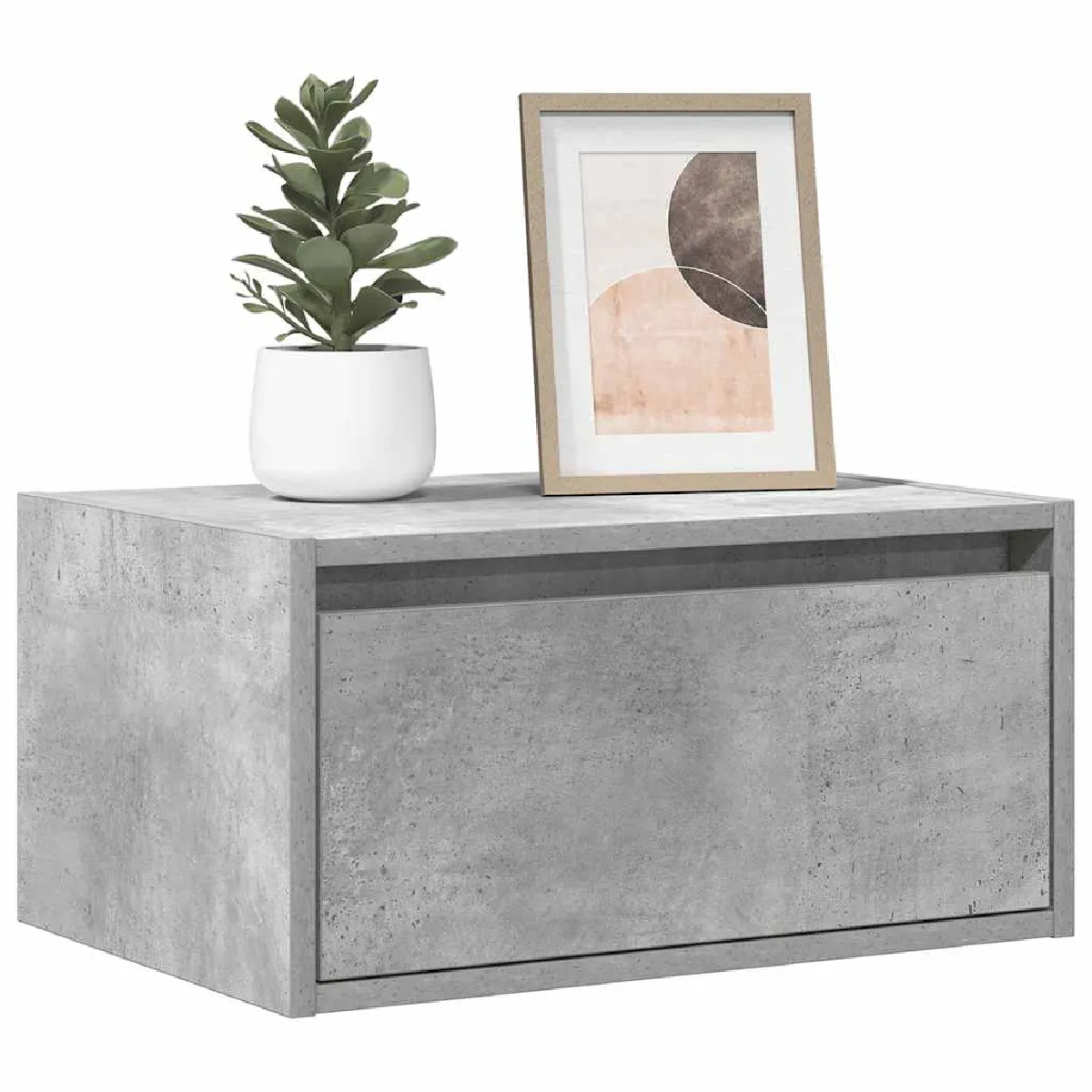 VIDAXL - Tables de chevet murales avec éclairage LED - Lot de 2 - Gris béton - Image 2