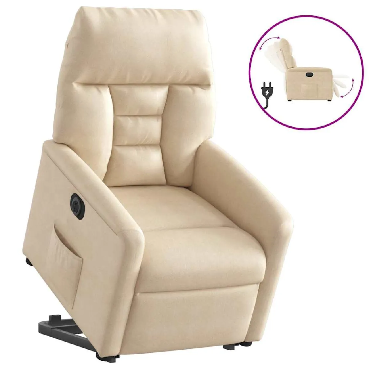 VidaXL Fauteuil inclinable électrique - Crème