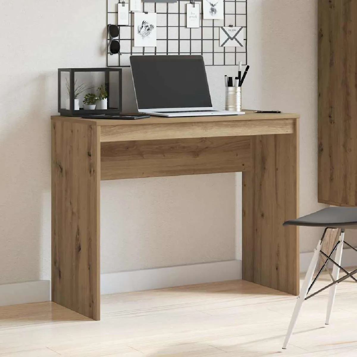 vidaXL Bureau chêne artisanal - vue 3