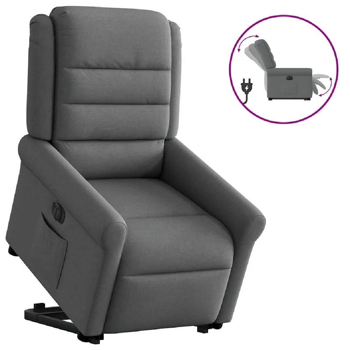 Vidaxl Gris Fauteuil Inclinable Électrique - Foncé