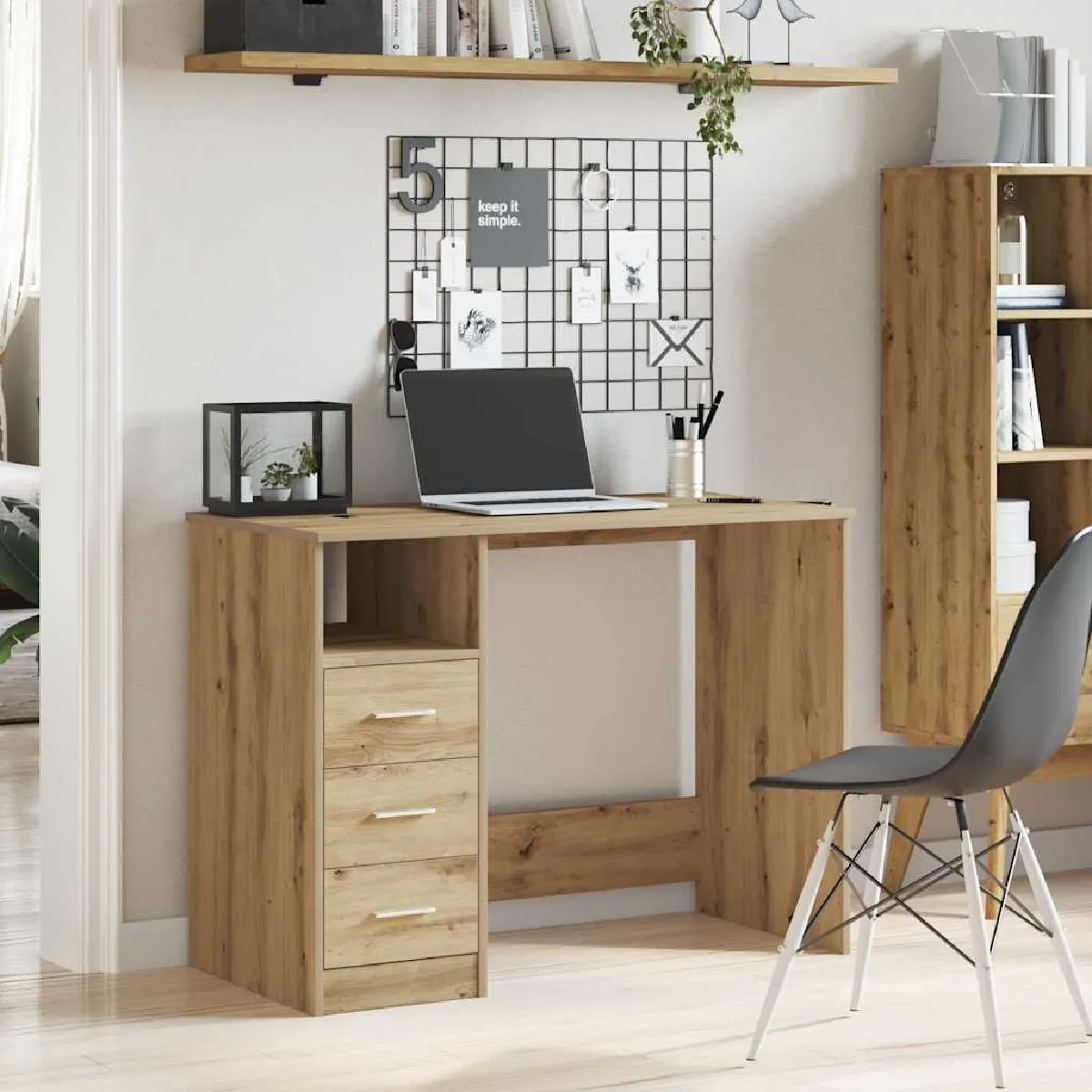 vidaXL Bureau chêne artisanal