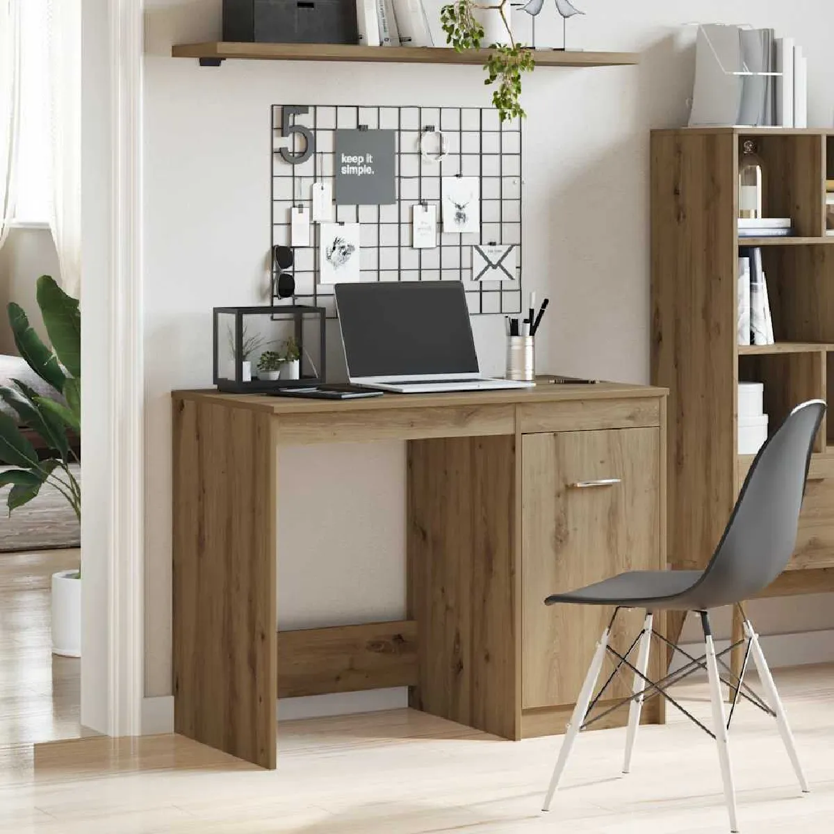 VIDAXL - Bureau droit - 100x50x76 cm - Chêne - Image 2