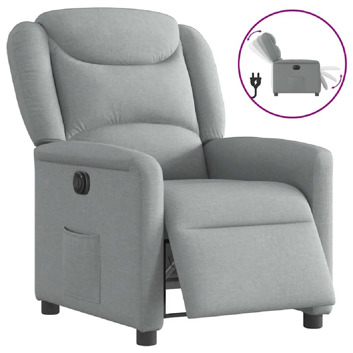 Vidaxl Gris/Clair Fauteuil Inclinable Électrique