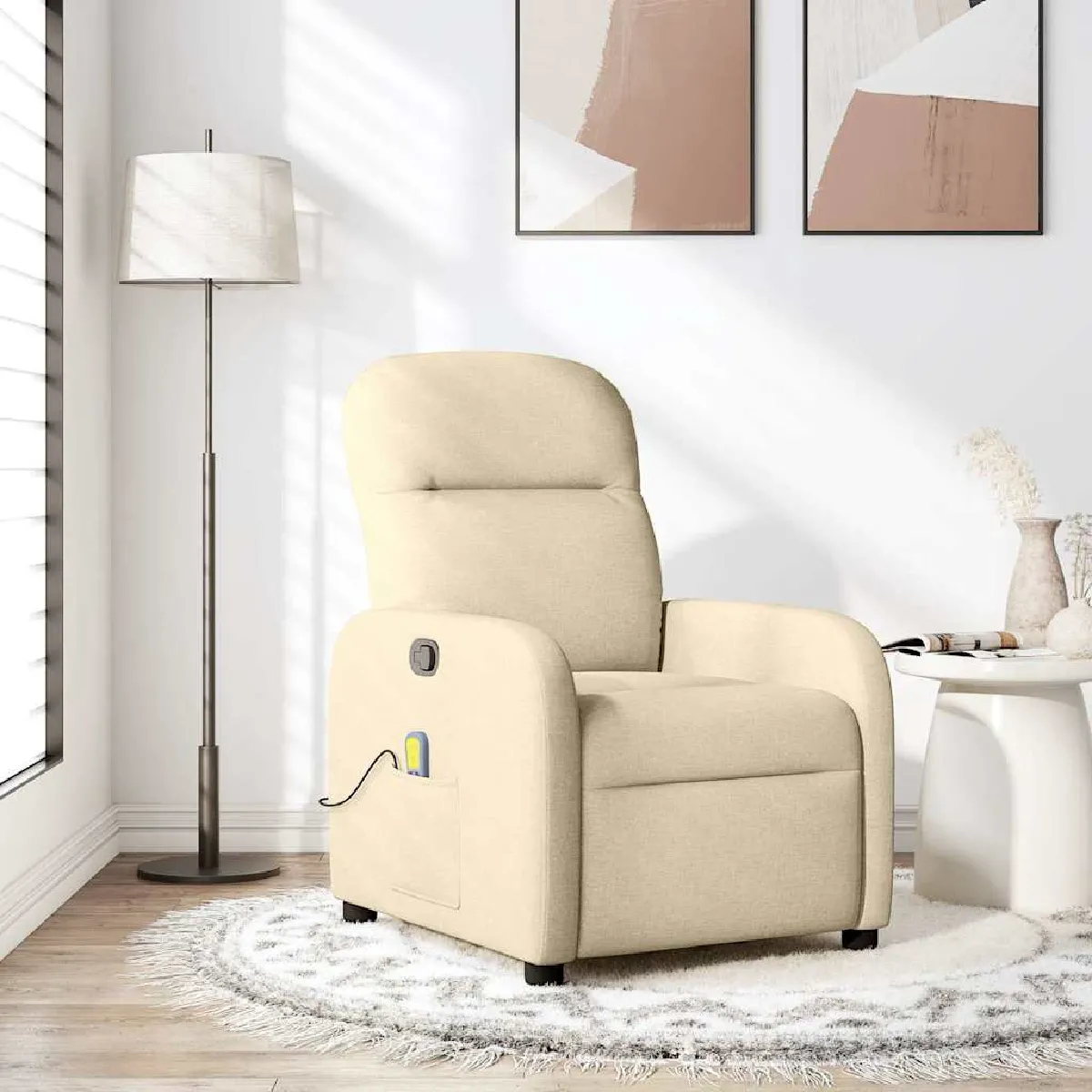 VIDAXL - Fauteuil de massage - Inclinable - Crème - Image 2