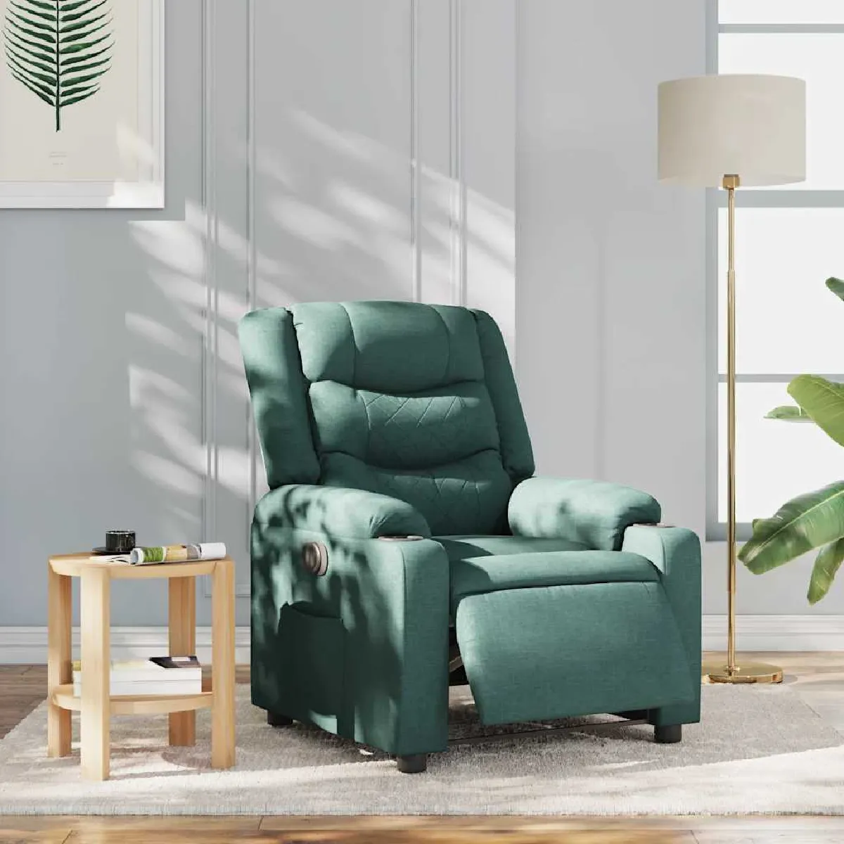 Vidaxl Vert Fauteuil Inclinable Électrique Foncé Tissu - Image 2