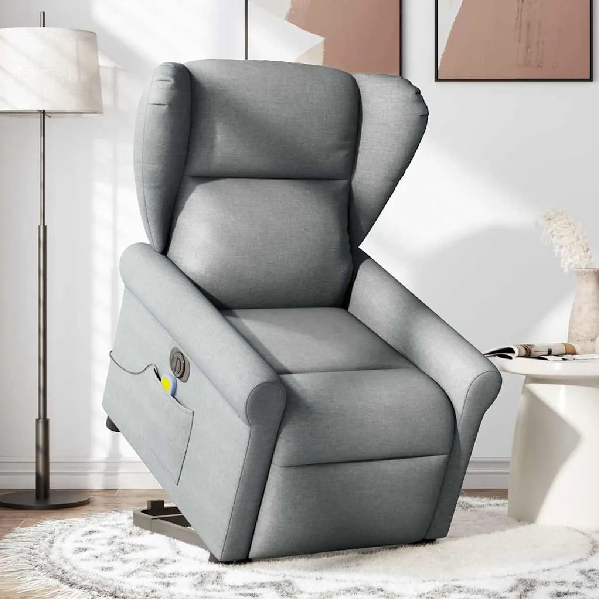 VIDAXL - Fauteuil de relaxation - Électrique - Inclinable - Massage - Gris clair - Image 3