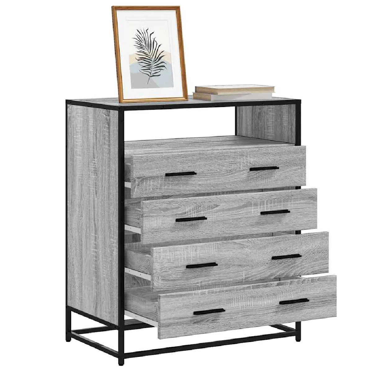 Non Communiqué Gris Commode Sonoma 70X41x83,5 Cm Bois D Ingénierie - Image 3