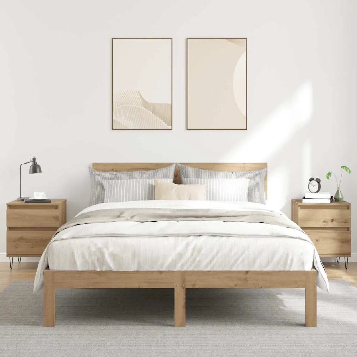 vidaXL Tables de chevet Chêne artisanal - vue 2