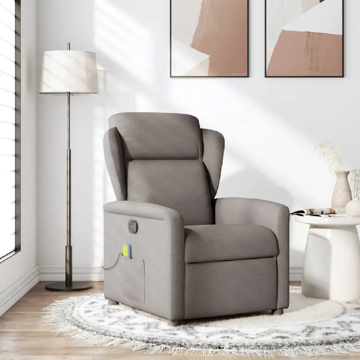Vidaxl Fauteuil De Massage, Relaxation Tissu Taupe - Image 2