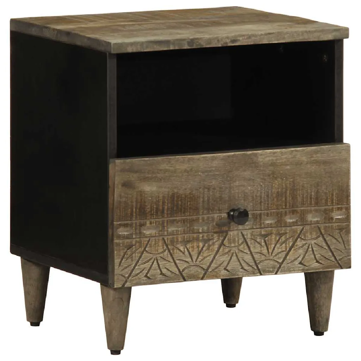 Non Communiqué Gris/Clair Table De Chevet 40X33x46 Cm Bois De Manguier Solide - Image 3