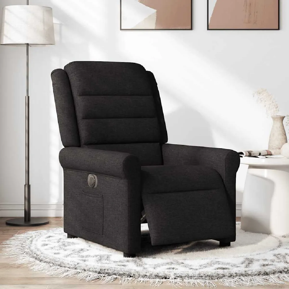 Non Communiqué Noir Vidaxl Fauteuil Inclinable Électrique Tissu 3303296 - Image 2