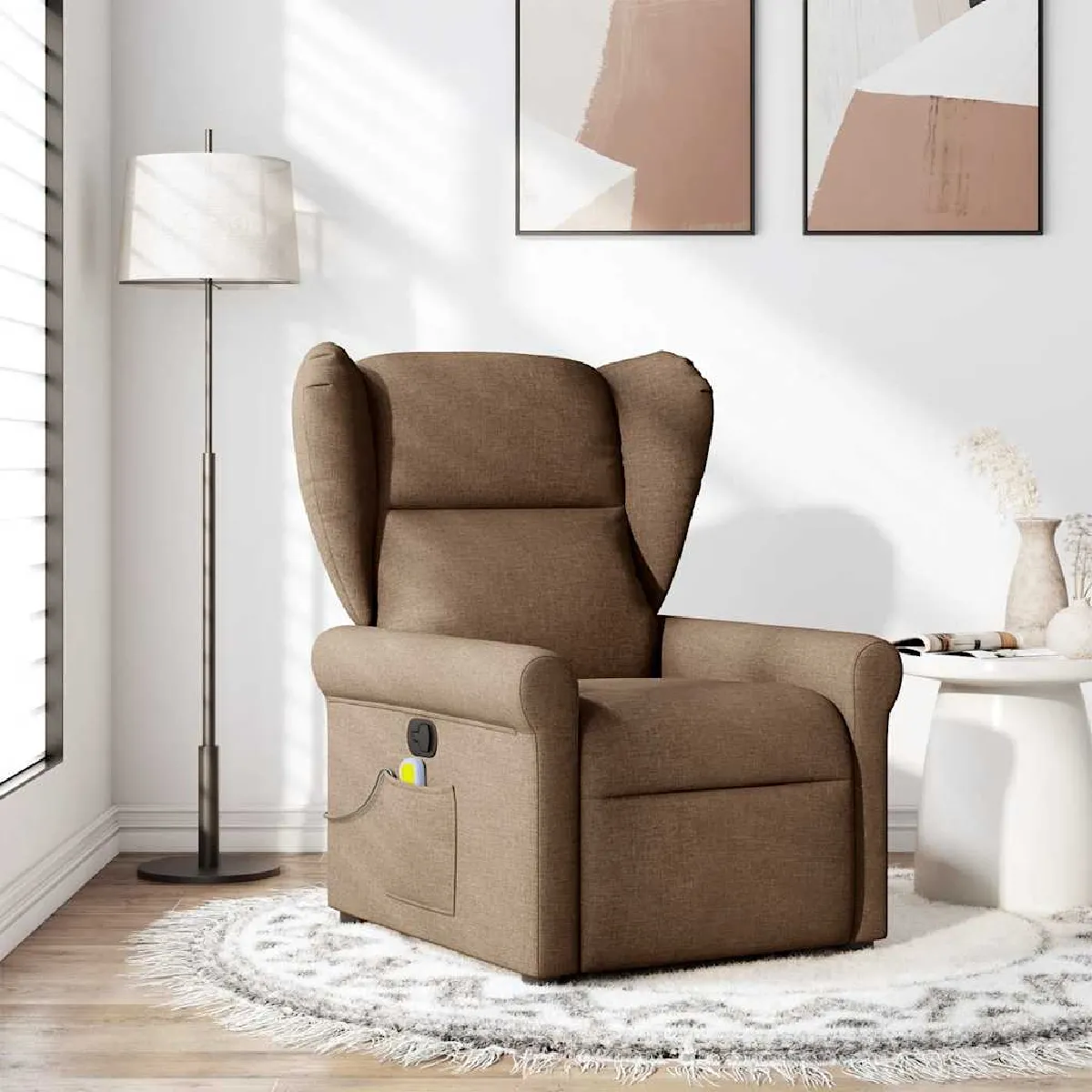 vidaXL Fauteuil de massage inclinable - Marron tissu