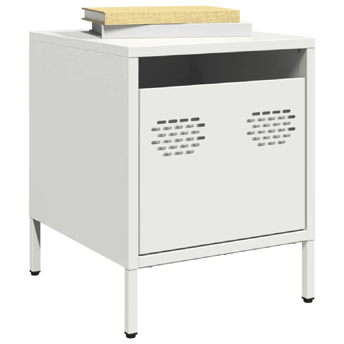 Non Communiqué Blanc Vidaxl Table De Chevet 35X39x43,5 Cm Acier, Armoire, Armoire Latérale, Support De Téléphone, Table De Chevet, Mobilier 851254 - Image 3