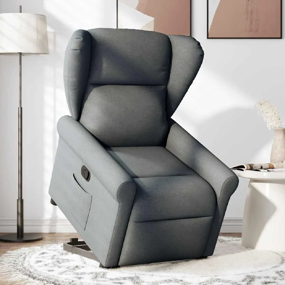 VIDAXL - Fauteuil de relaxation - Inclinable - Tissu - Gris - Image 2