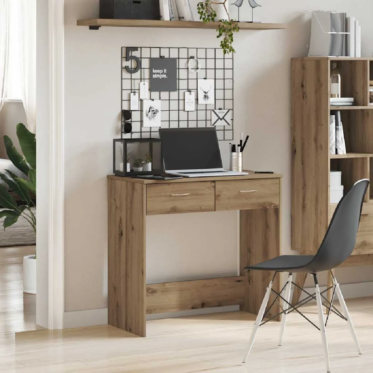 vidaXL Bureau chêne artisanal - vue 2