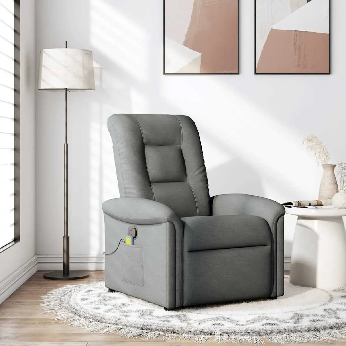 vidaXL Fauteuil de massage inclinable - Gris foncé
