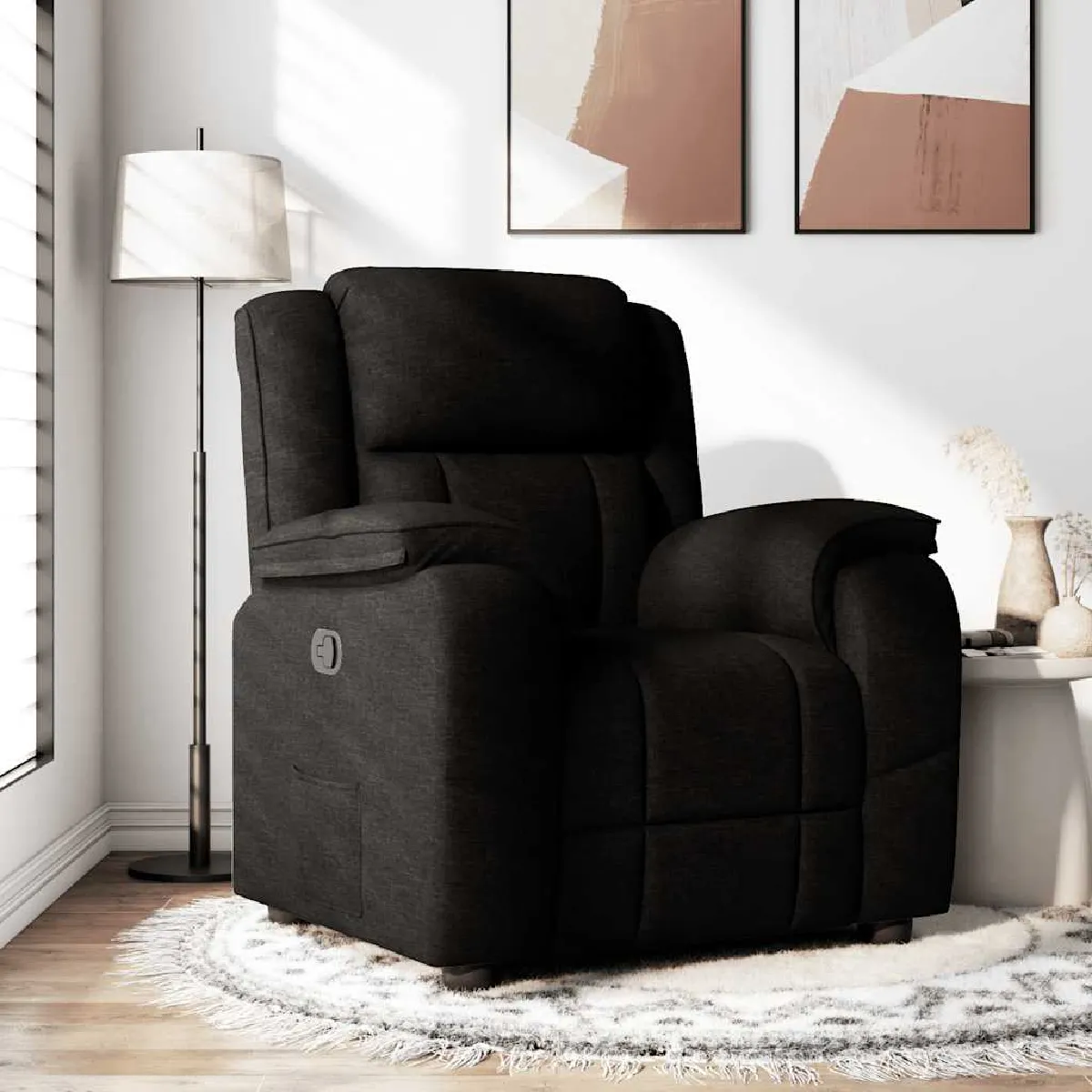Non Communiqué Noir Vidaxl Fauteuil Réglable Tissu - Image 3