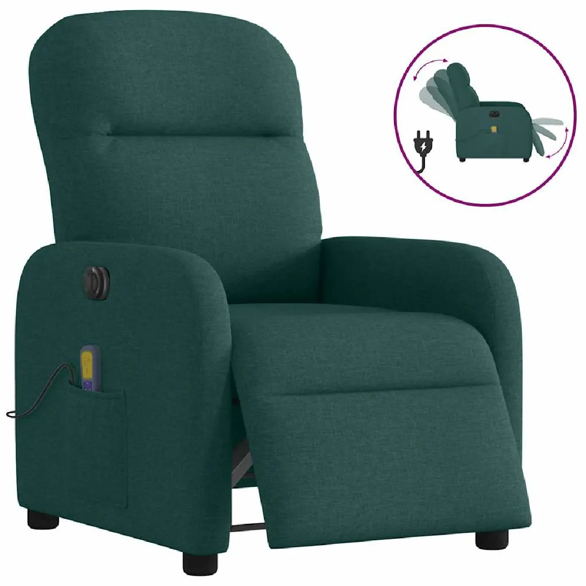 vidaXL Fauteuil de massage électrique - Vert foncé