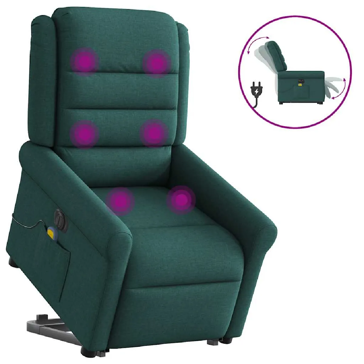 vidaXL Fauteuil massage Vert foncé