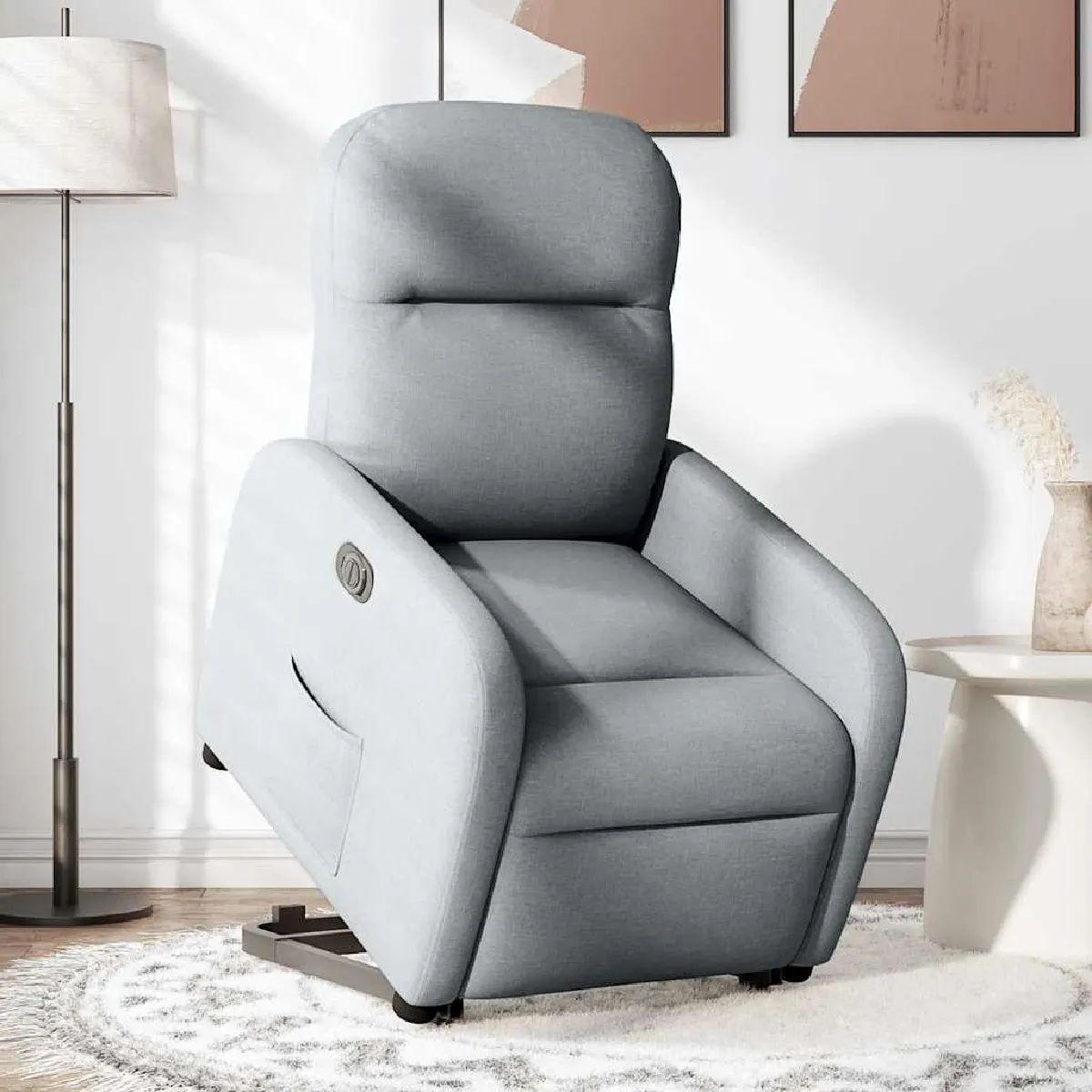 Non Communiqué Gris Vidaxl Stoel Électrique Réglable Tissu Clair - Image 3