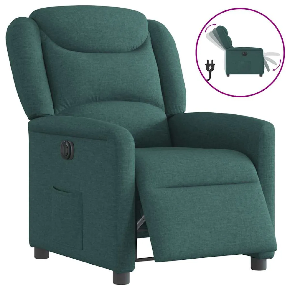 VIDAXL Fauteuil inclinable électrique - Vert Foncé Tissu