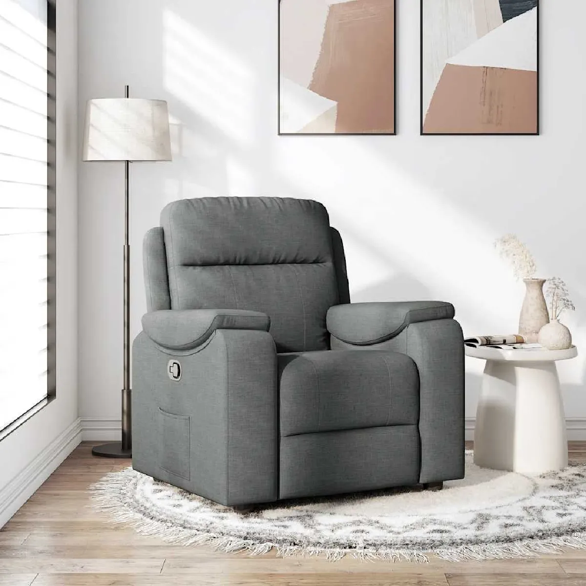 Vidaxl Gris Fauteuil Réglable Tissu Foncé - Image 2