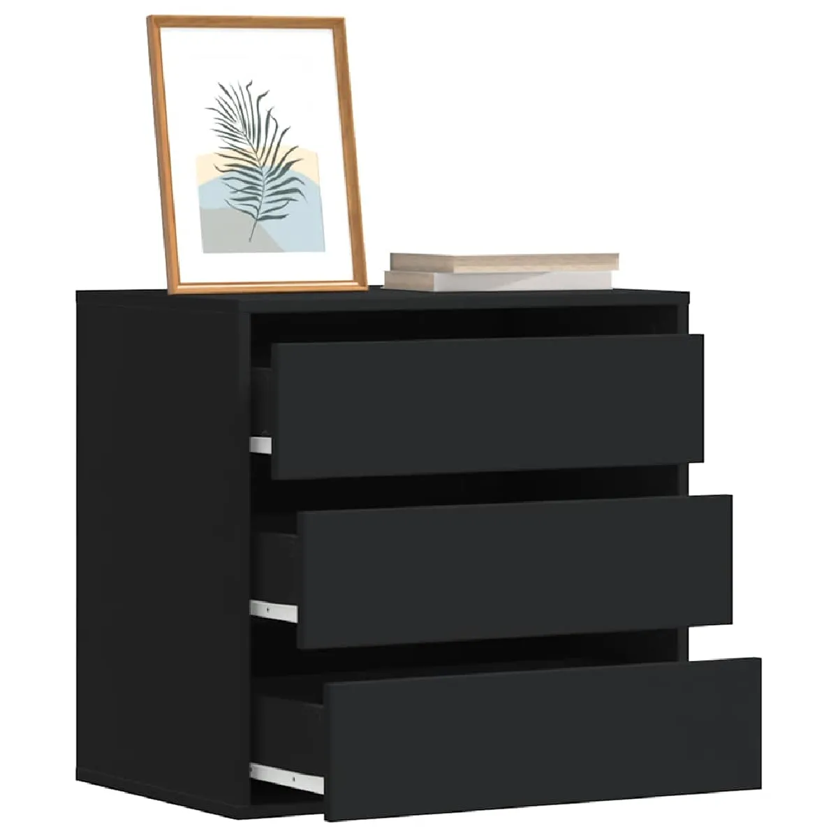 Non Communiqué Noir Vidaxl Commode D'angle 60X41x58 Cm Bois D'ingénierie, Commode À Tiroirs, Classeur, Armoire À Tiroirs, Armoire De 852844 - Image 3