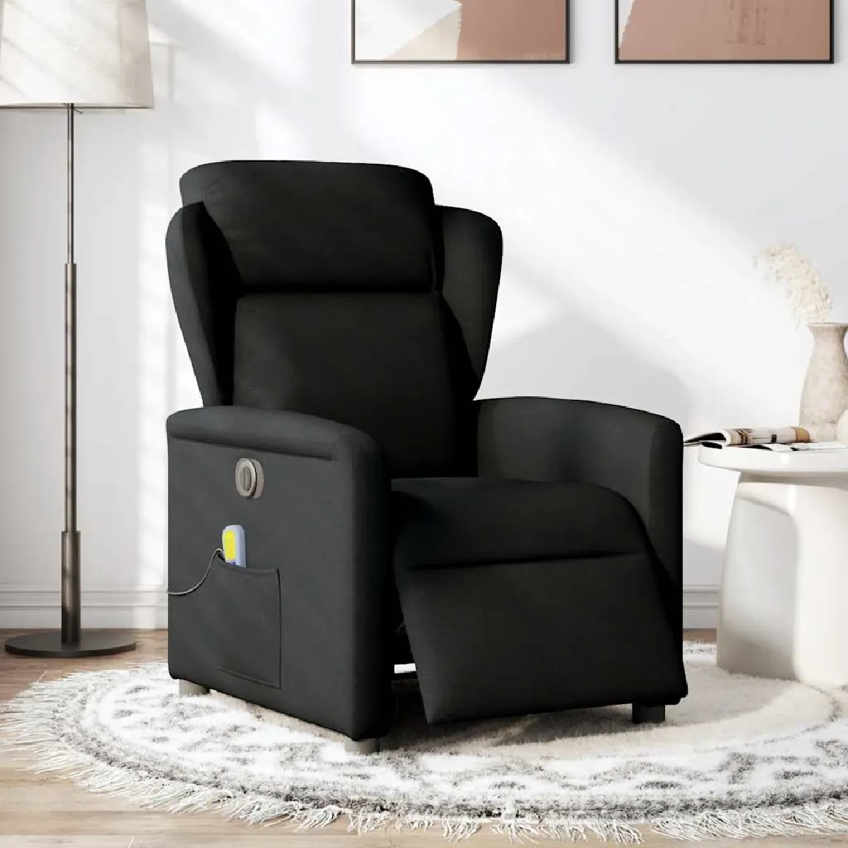 Non Communiqué Noir Vidaxl Fauteuil De Massage, Relaxation Électrique Réglable Tissu - Image 2