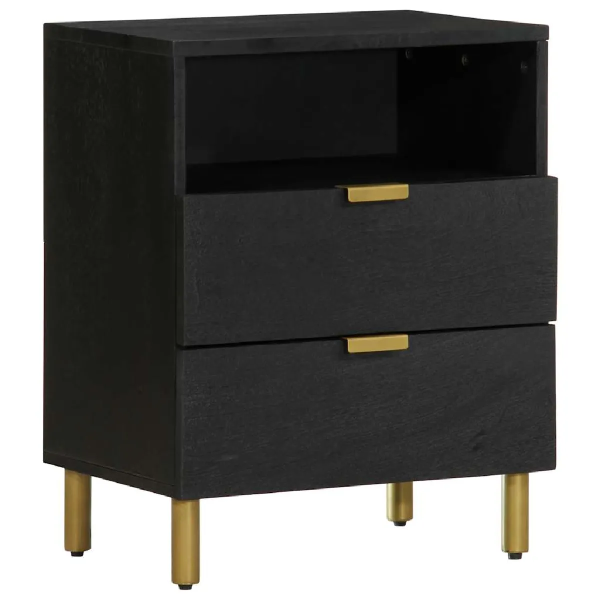 Non Communiqué Noir Table De Chevet 50X33x62 Cm Bois D Ingénierie - Image 2
