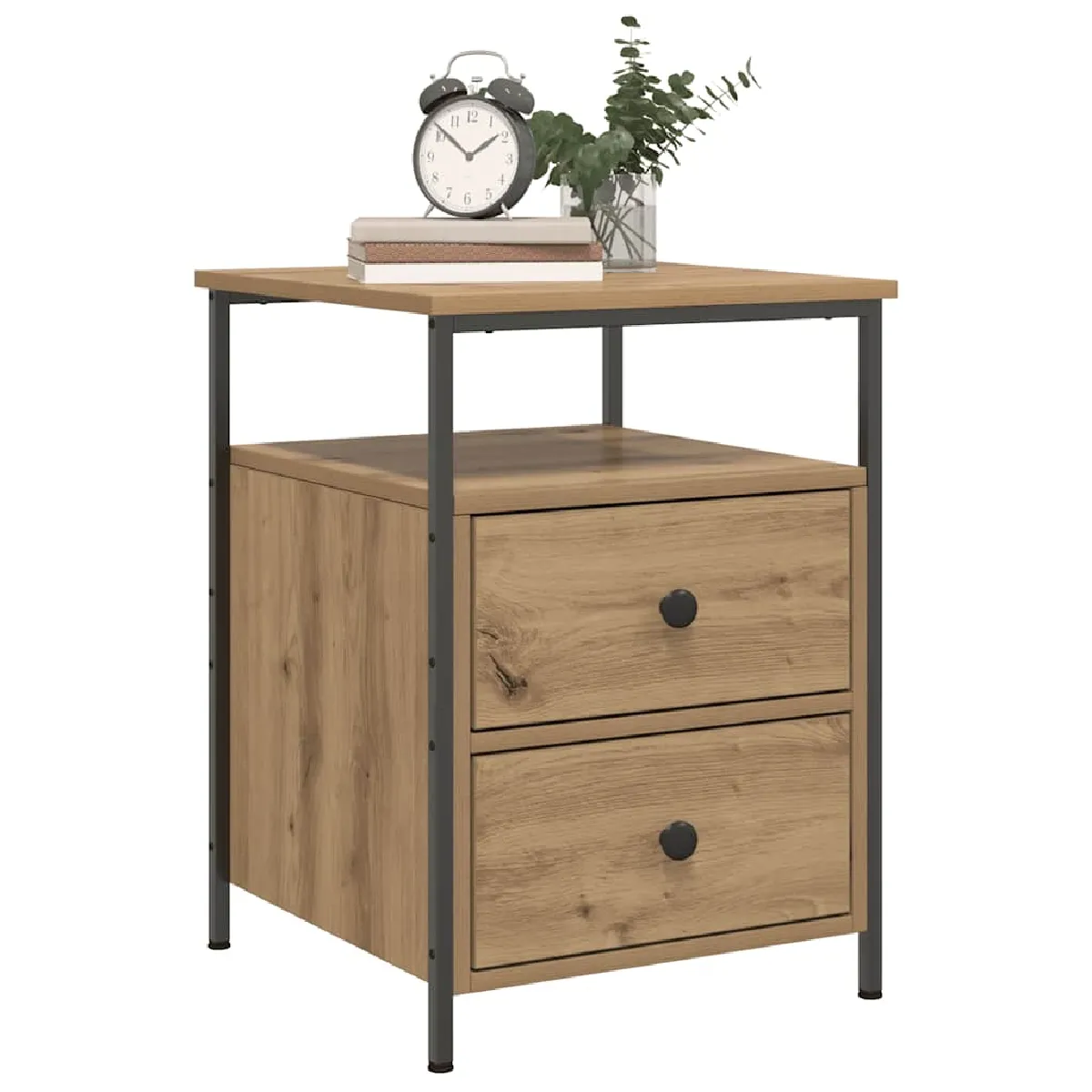 Non Communiqué Marron Vidaxl Table De Chevet Chêne Artisanal 44X45x60 Cm Bois D'ingénierie, Meuble De Chevet, Table D'appoint, Armoire De Lit, 857256 - Image 3