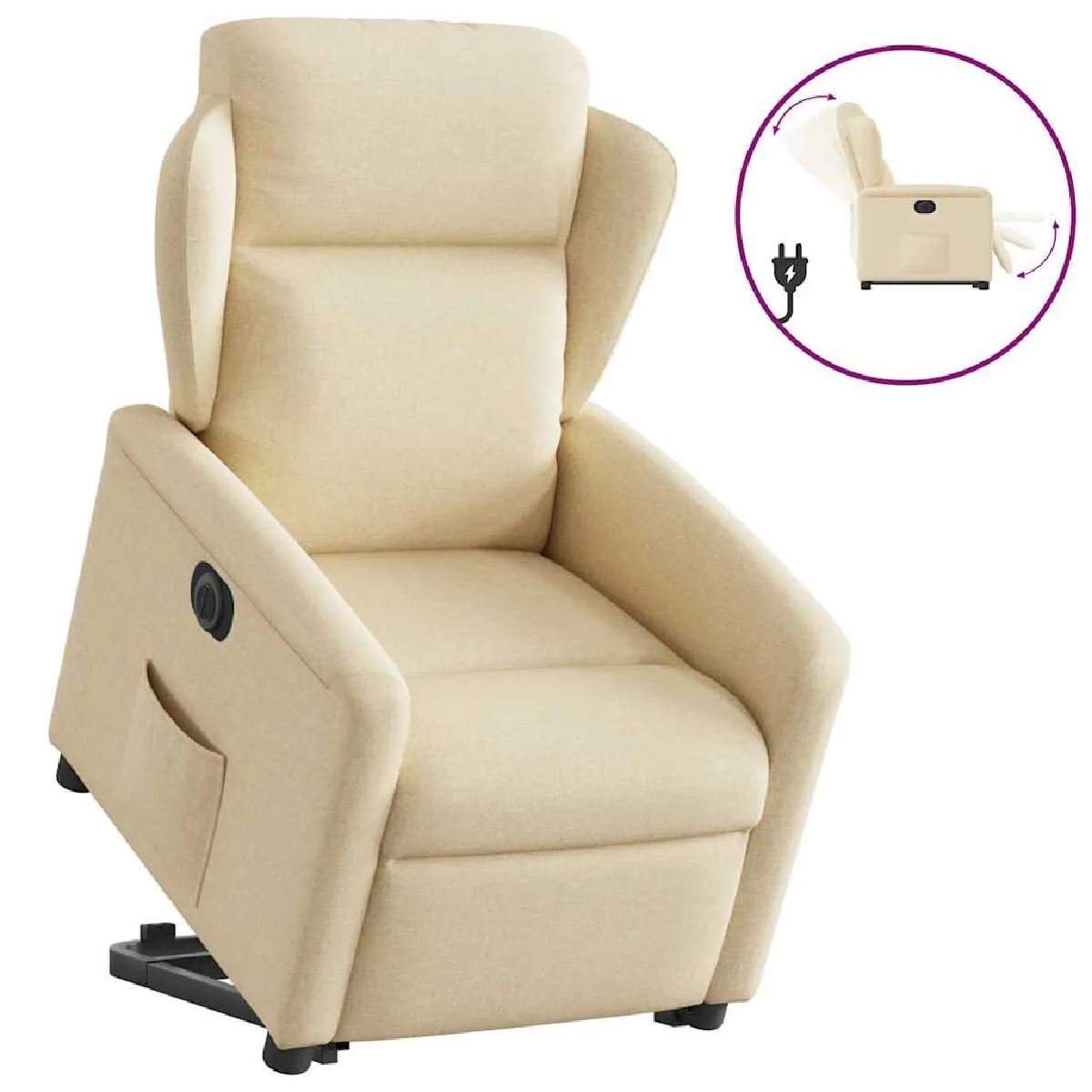 vidaXL Fauteuil inclinable électrique Crème - vue 9