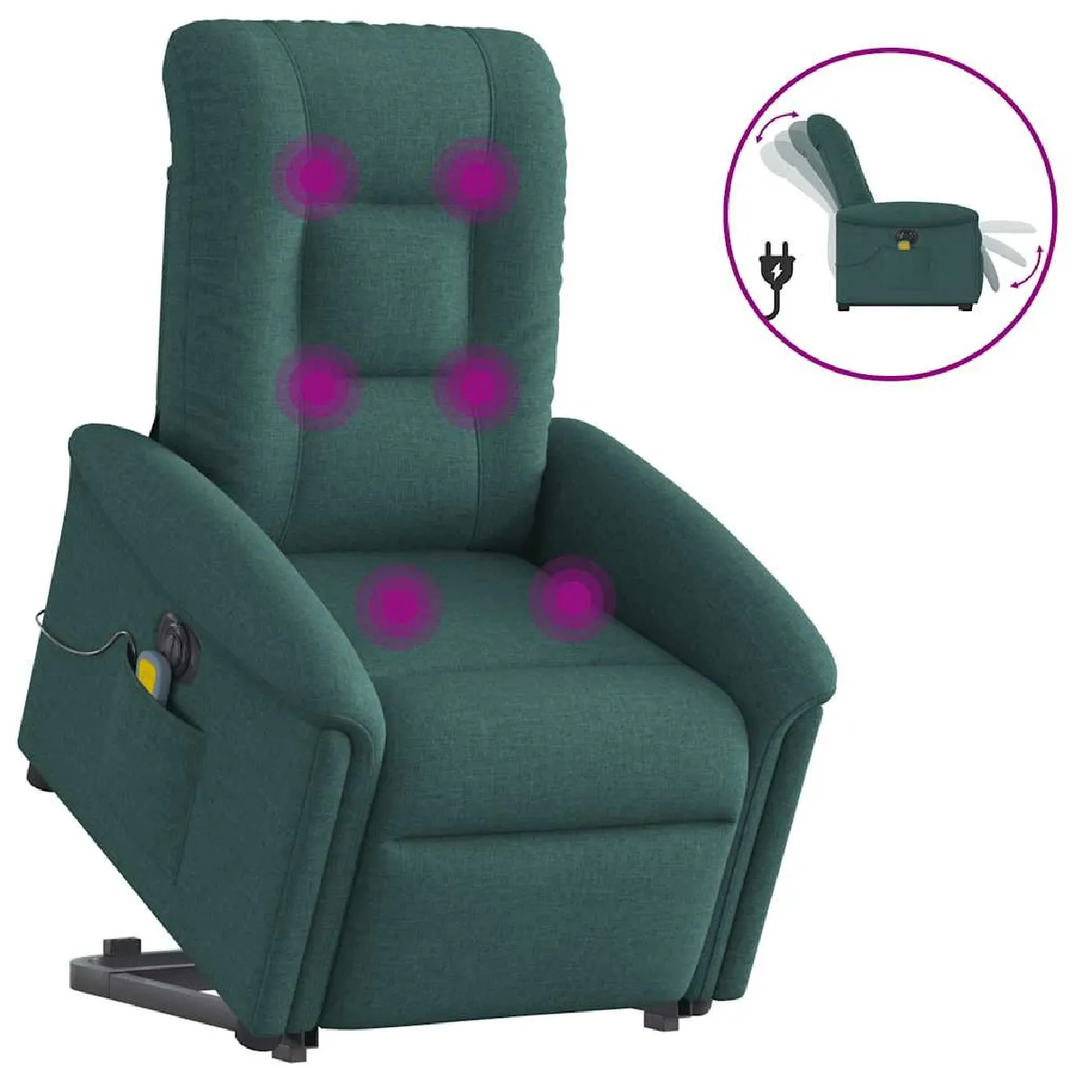 Vidaxl Vert Fauteuil De Massage Foncé Tissu