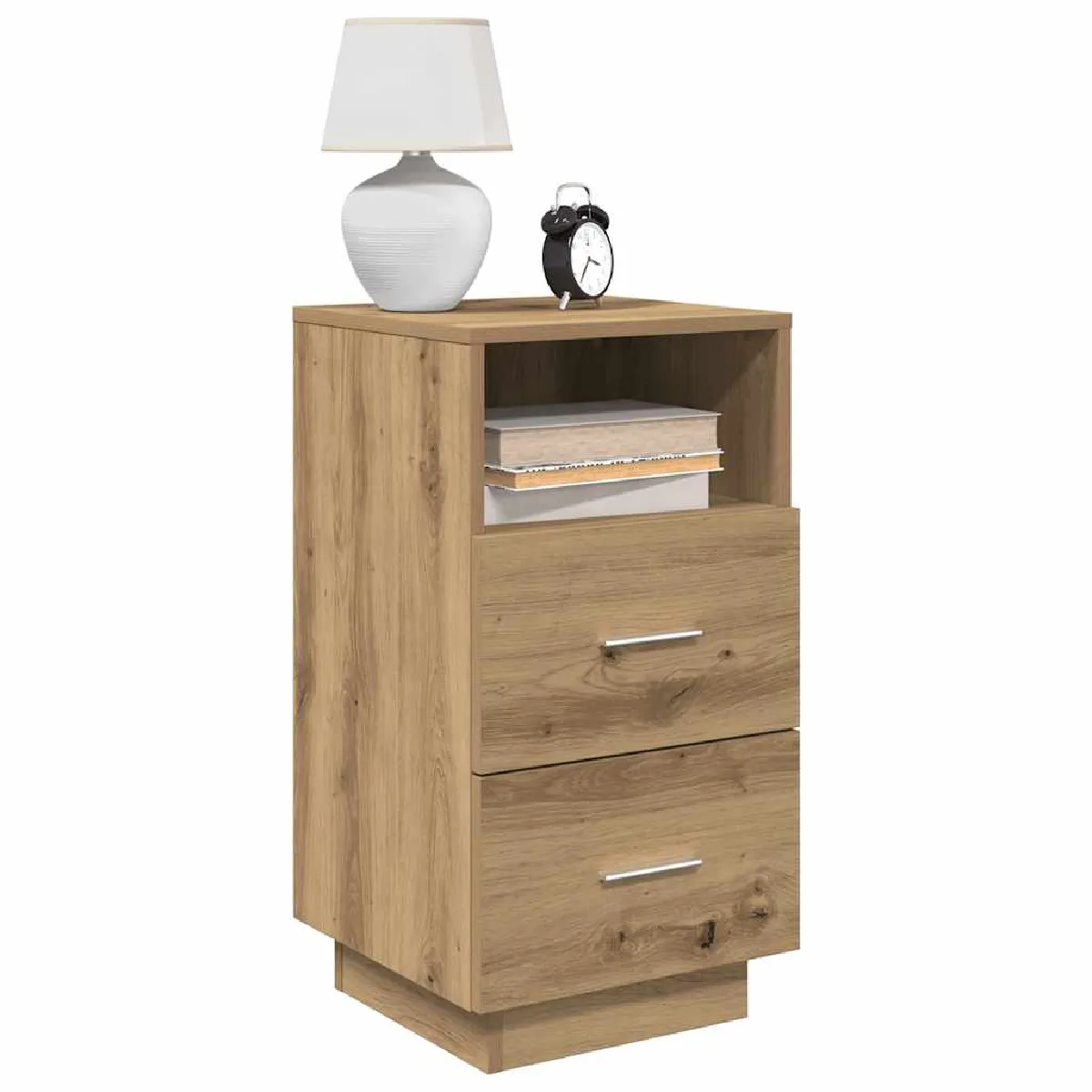 Vidaxl Table De Chevet Avec 2 Tiroirs Chêne Artisanal 36X36x68 Cm - Image 2