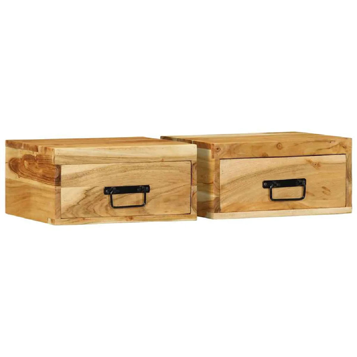 Non Communiqué Bois Tables De Chevet Murales 2 Pcs Massif D Acacia - Image 3