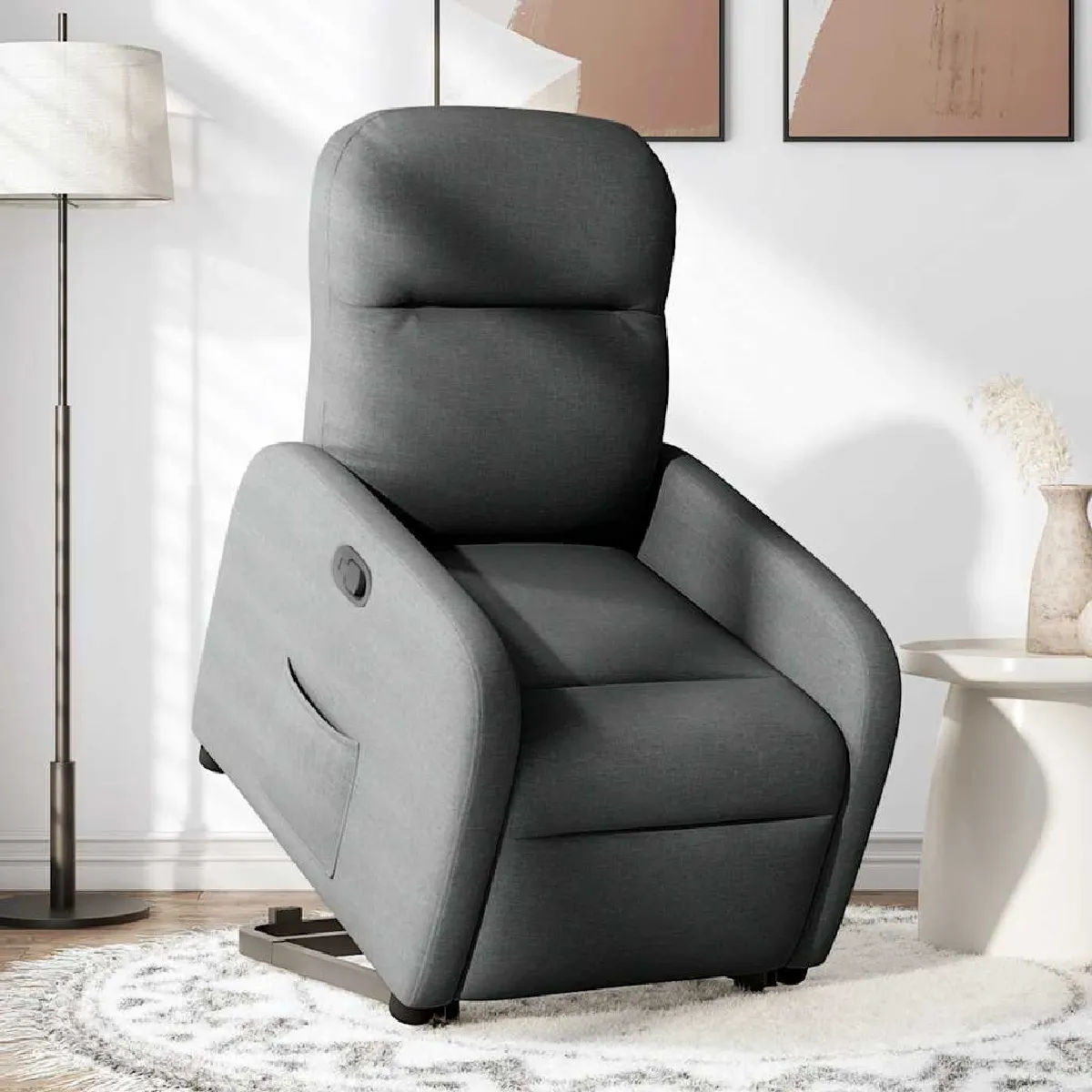 Non Communiqué Gris Vidaxl Fauteuil De Relaxation Inclinable Tissu Foncé - Image 3